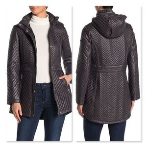 Via Spiga Quilted Hooded Anorak in Steel